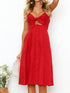 cutout-smocked-sweetheart-neck-cami-dress Sophia's Trends - Sophia's Style-Red-S